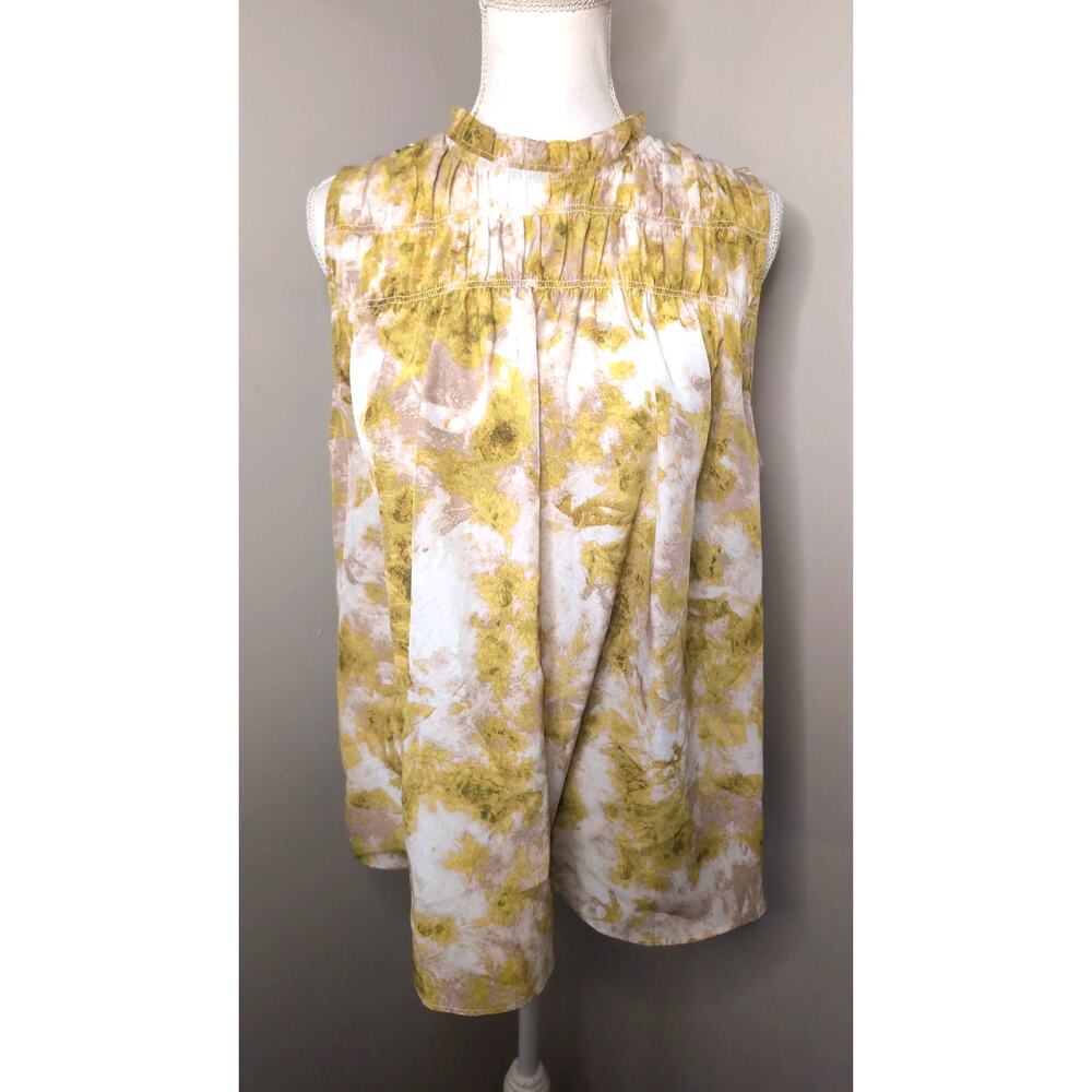 Joie Sleeveless Blouse XL Yellow Floral Flowy Lightweight Top